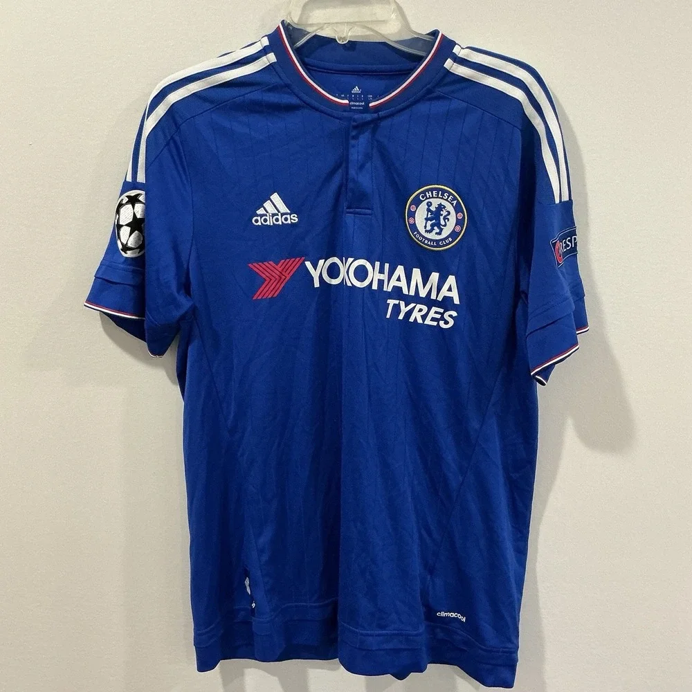 Adidas Chelsea F.C. home jersey UEFA Champions League and Respect sleeve patch